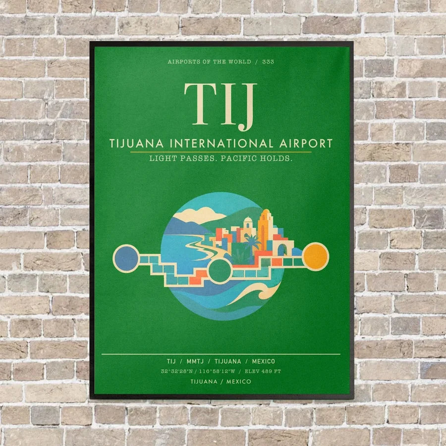 Tijuana International Airport TIJ - Canvas Framed - Green