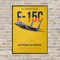 Thumbnail for F-15C Eagle Air Superiority No Substitute vertical canvas print - framed - yellow background