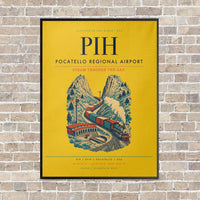 Thumbnail for Pocatello Regional Airport PIH vertical canvas print - framed - yellow background