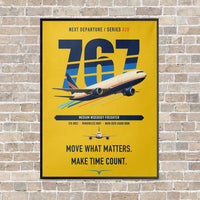 Thumbnail for Boeing 767-300F vertical canvas print - framed - yellow background