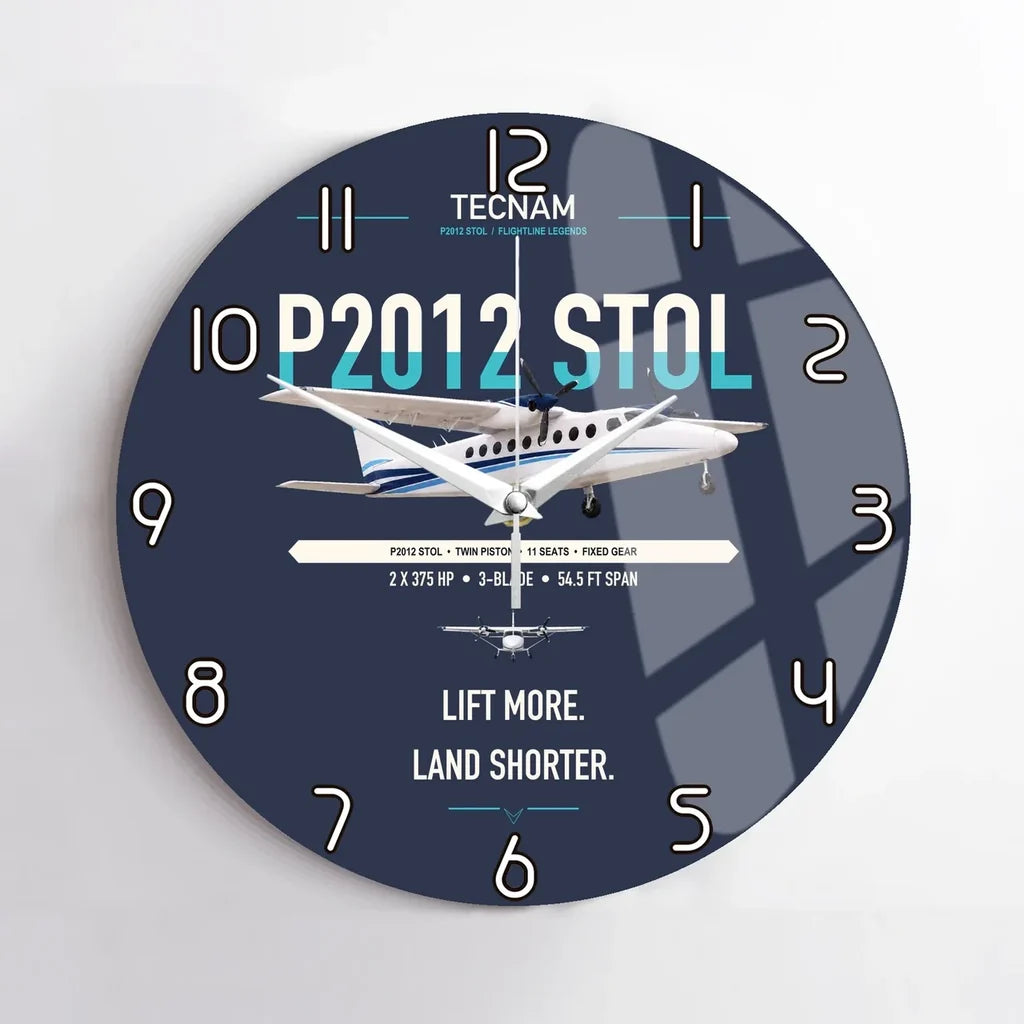 Tecnam P2012 STOL design on navy blue no frame wall clock