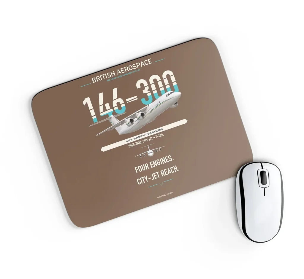 BAe 146-300 design on brown rectangle mouse pad
