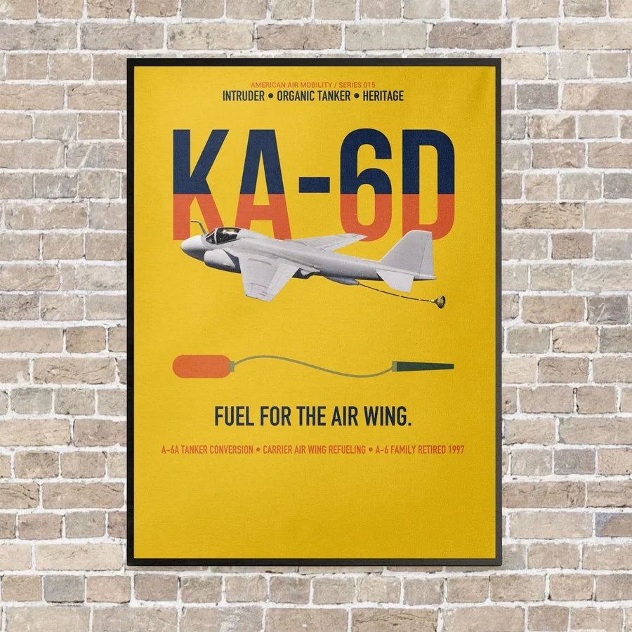 KA-6D Intruder vertical canvas print - framed - yellow background