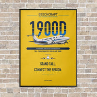 Thumbnail for Beechcraft 1900D vertical canvas print - framed - yellow background