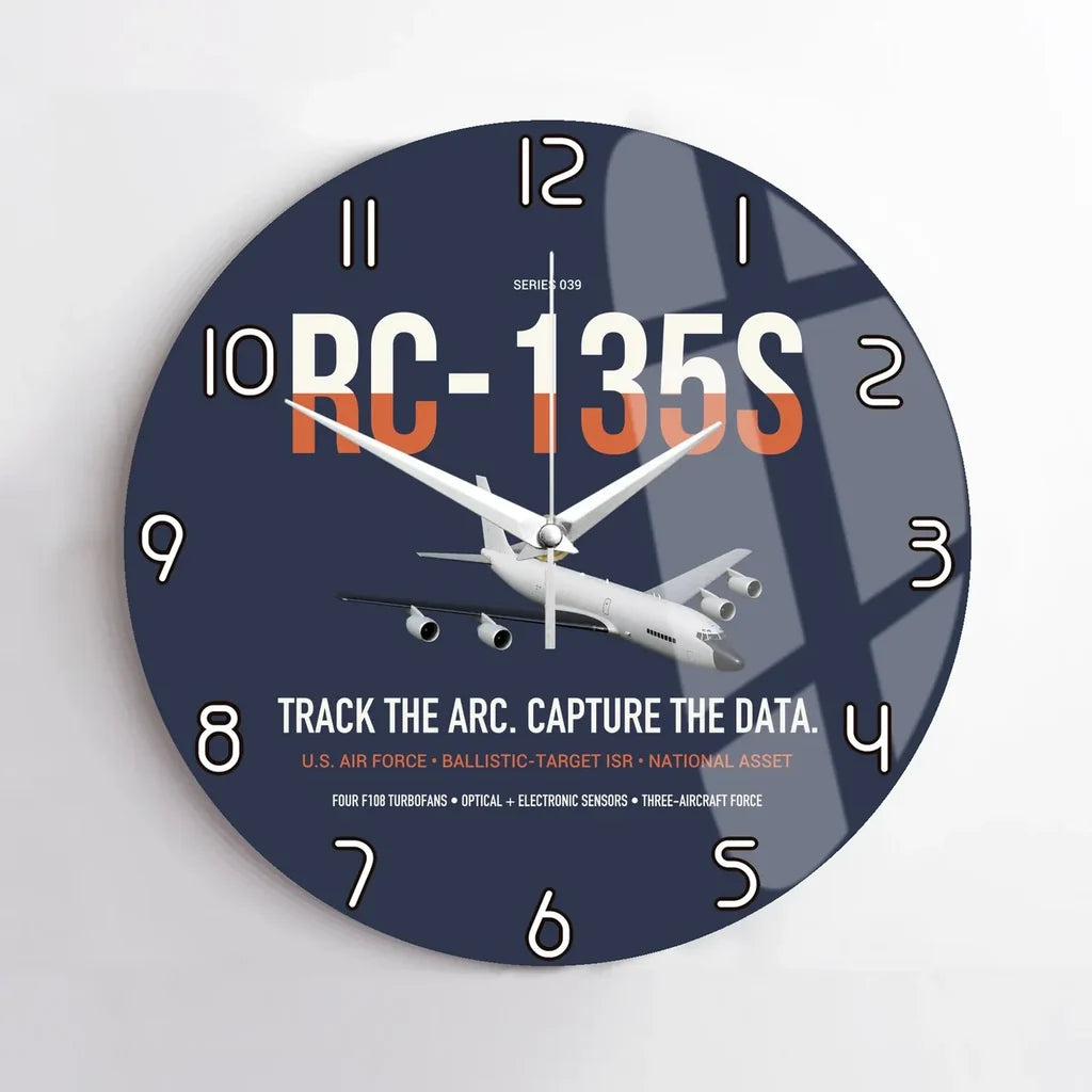 RC-135S Cobra Ball design on navy blue no frame wall clock