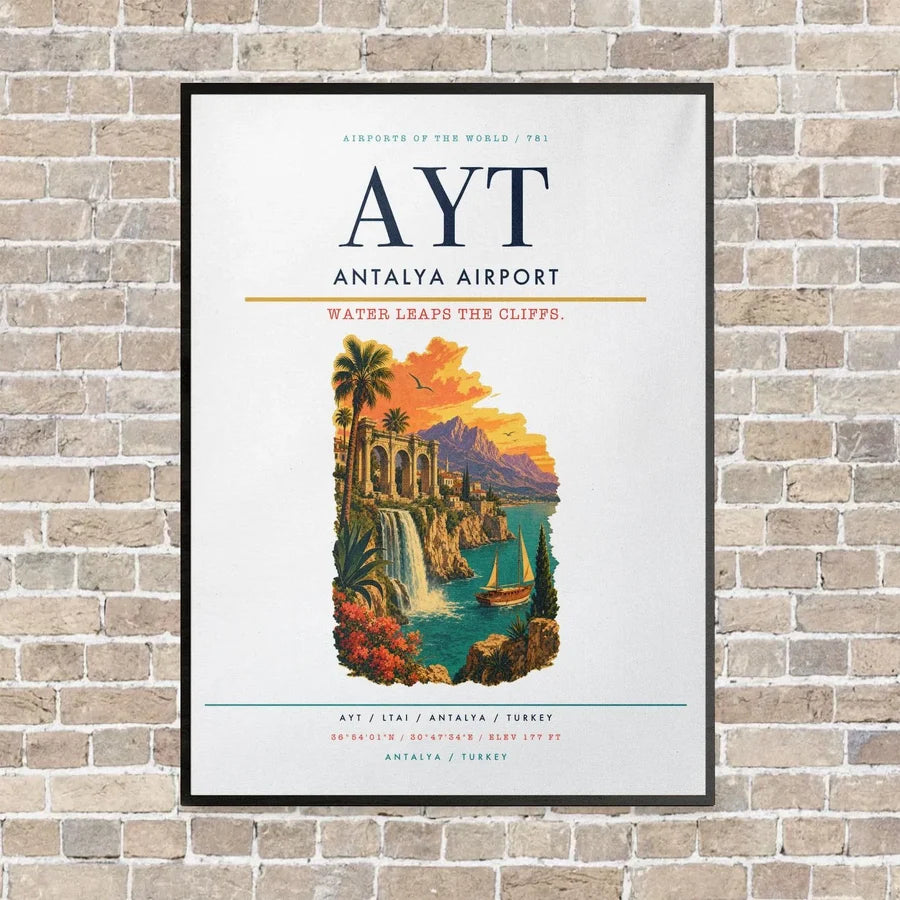 Antalya Airport AYT - Canvas Framed - White