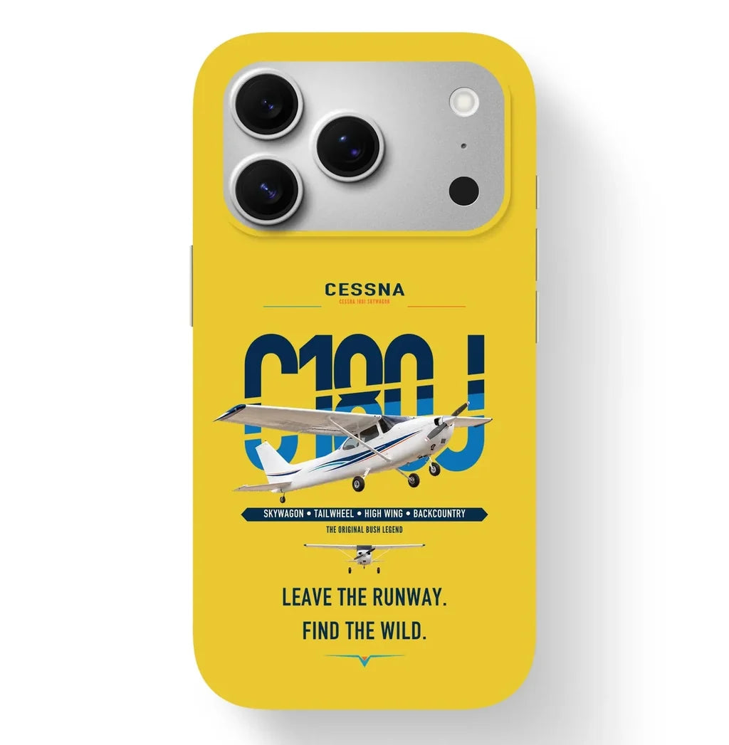 Cessna 180J Skywagon design on yellow magsafe iphone case, for iPhone 17 Pro