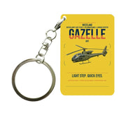 Thumbnail for Westland Gazelle AH1 design on yellow designed key chain, double-side print