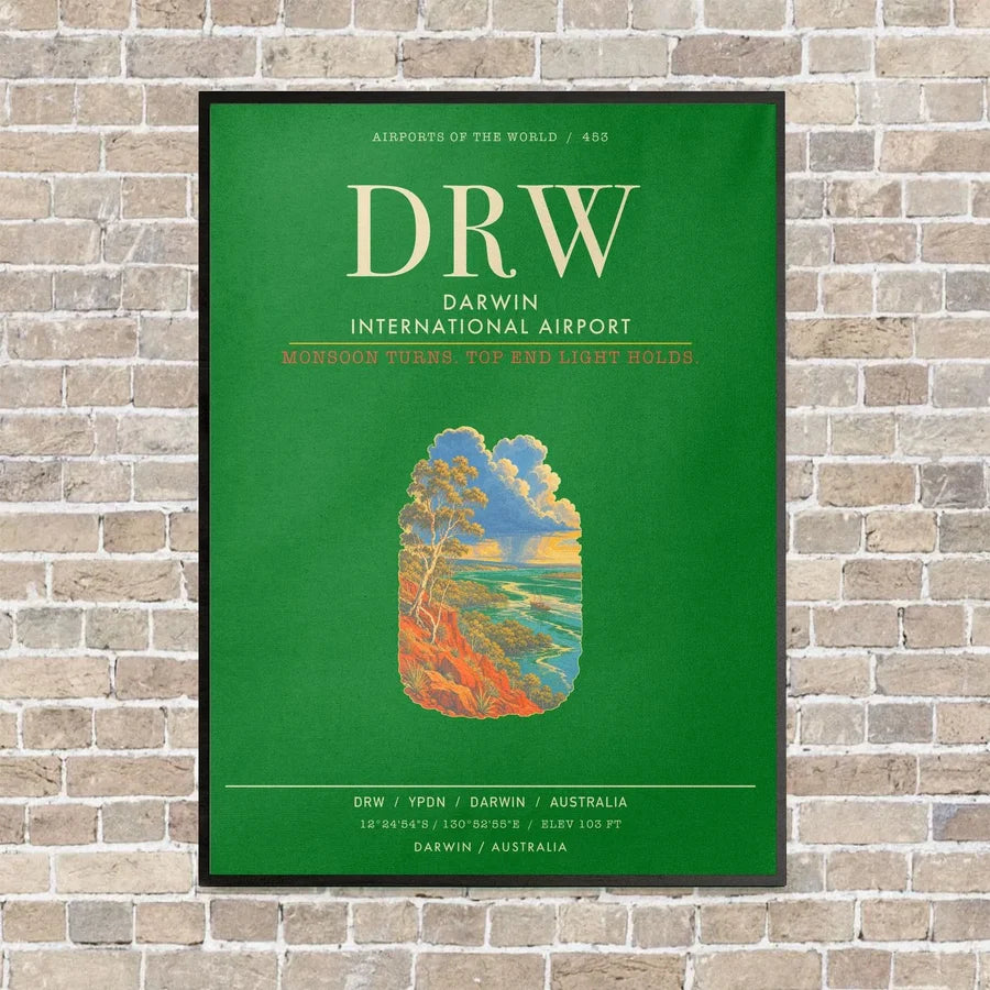 Darwin International Airport DRW - Canvas Framed - Green