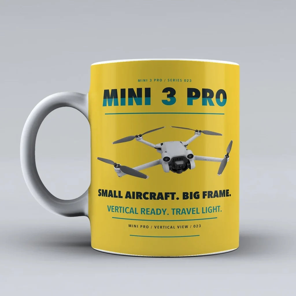 Mini 3 Pro Mug design on yellow dji