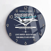 Thumbnail for Cessna Citation Sovereign+ design on navy blue no frame wall clock
