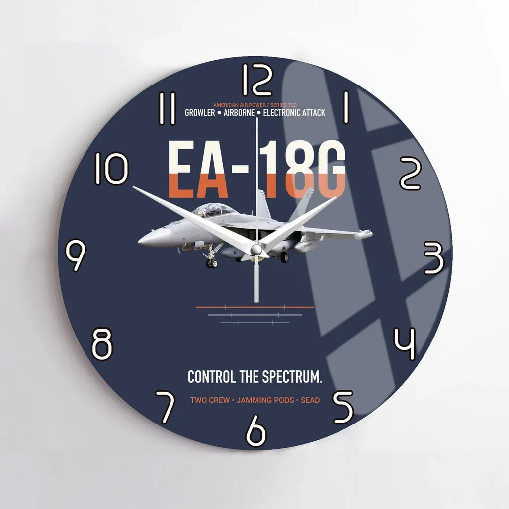 EA-18G Growler Control The Spectrum design on navy blue no frame wall clock
