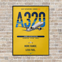 Thumbnail for Airbus A320neo vertical canvas print - framed - yellow background