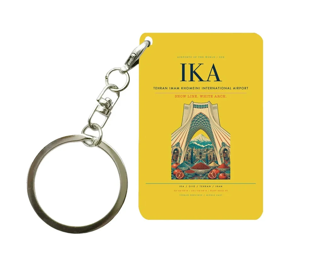 Tehran Imam Khomeini International Airport IKA Key Chain design on yellow key chain