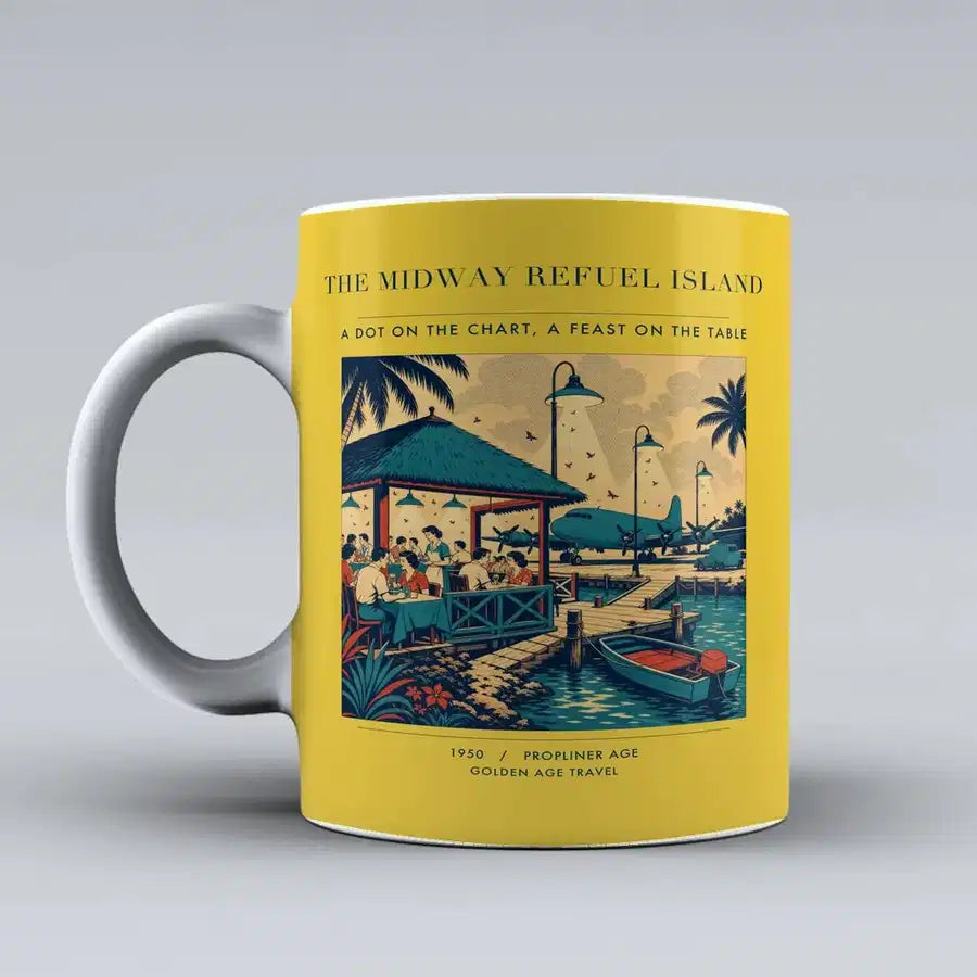 VINTAGE G4309 - The Midway Refuel Island - Ceramic Mug design on yellow