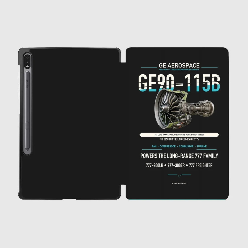 GE90-115B design on black samsung tablet tablet case