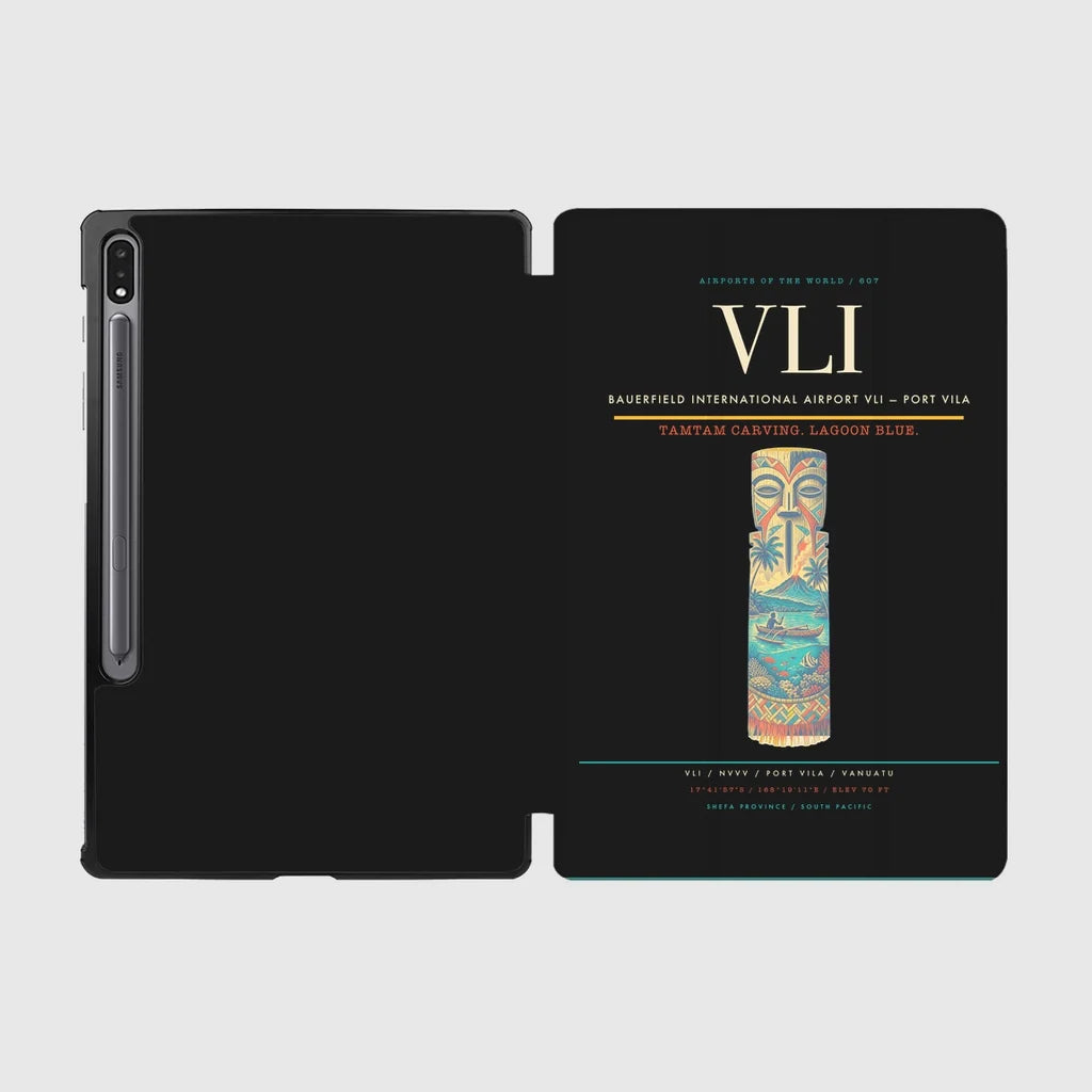 Bauerfield International Airport (VLI) design on black samsung tablet tablet case