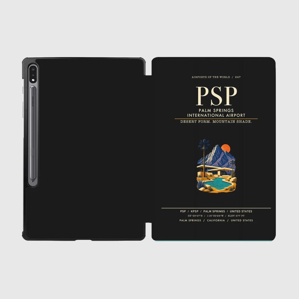 Palm Springs International Airport (PSP) design on black samsung tablet tablet case