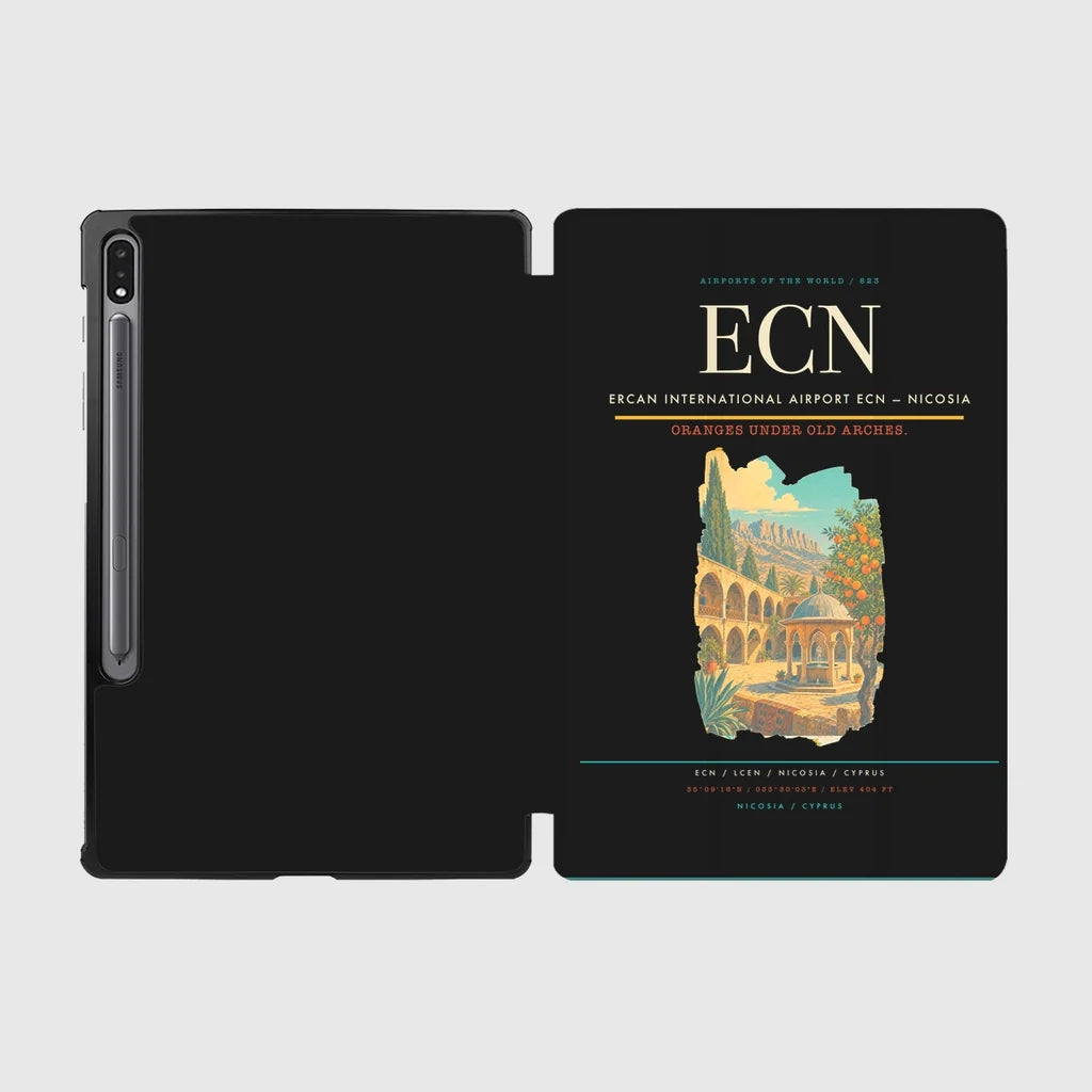 Ercan International Airport (ECN) design on black samsung tablet tablet case
