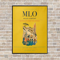 Thumbnail for Milos Airport MLO vertical canvas print - framed - yellow background