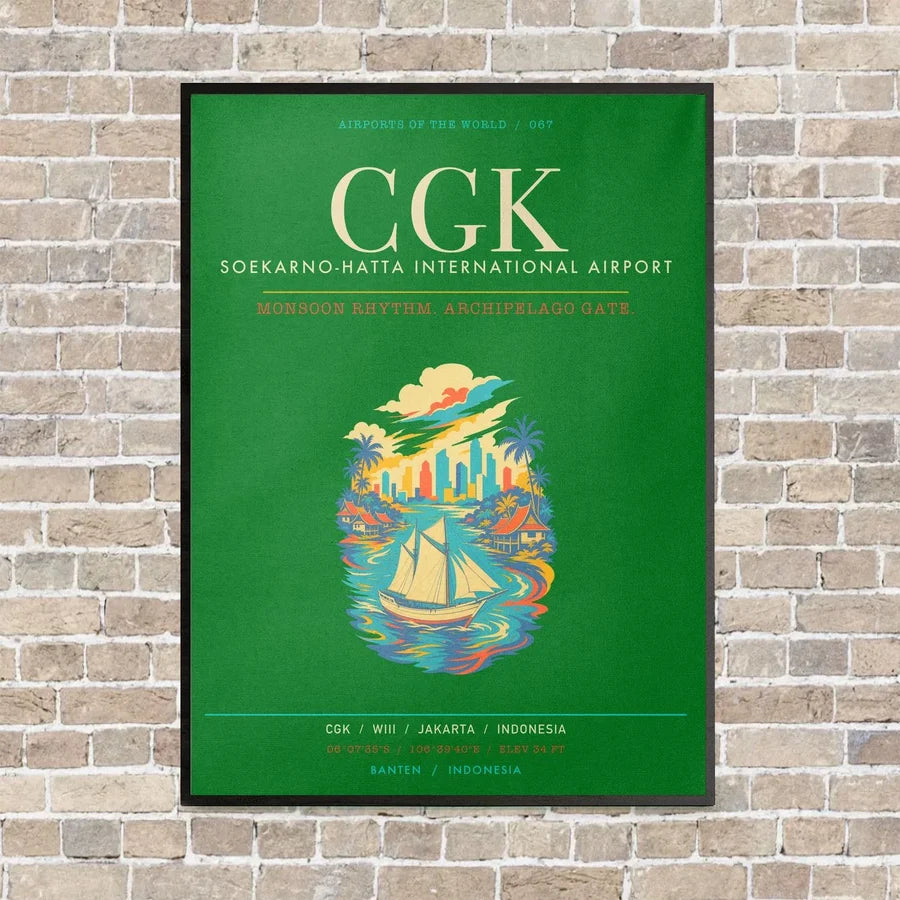 Jakarta Soekarno-Hatta International Airport CGK - Canvas Framed - Green