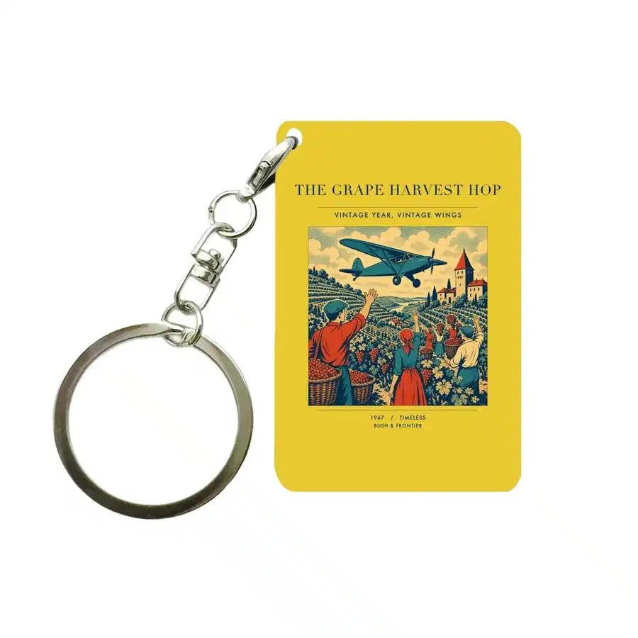 VINTAGE G4445 - The Grape Harvest Hop - Designed Key Chain design on yellow