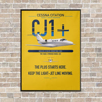 Thumbnail for Cessna Citation CJ1+ vertical canvas print - framed - yellow background