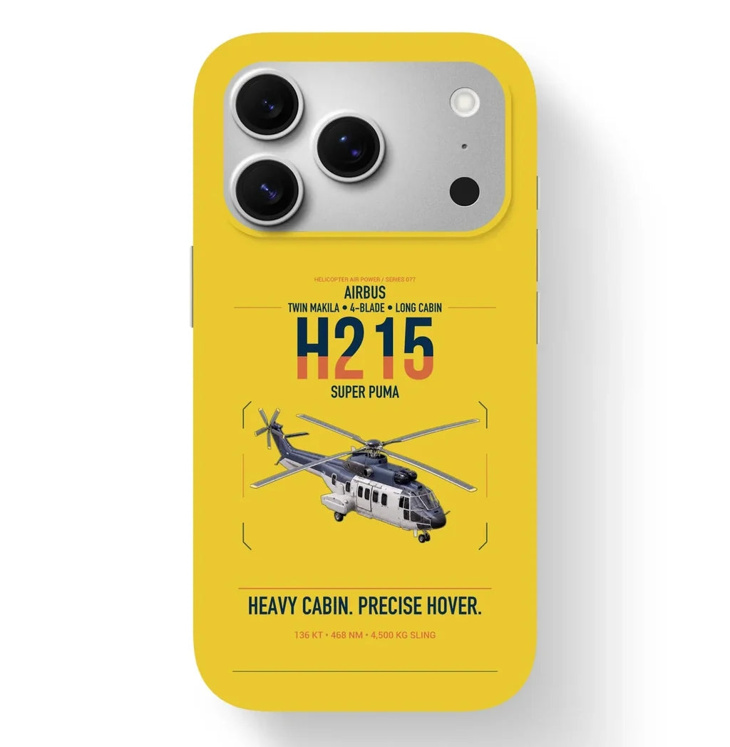 Airbus H215 design on yellow magsafe iphone case, for iPhone 17 Pro
