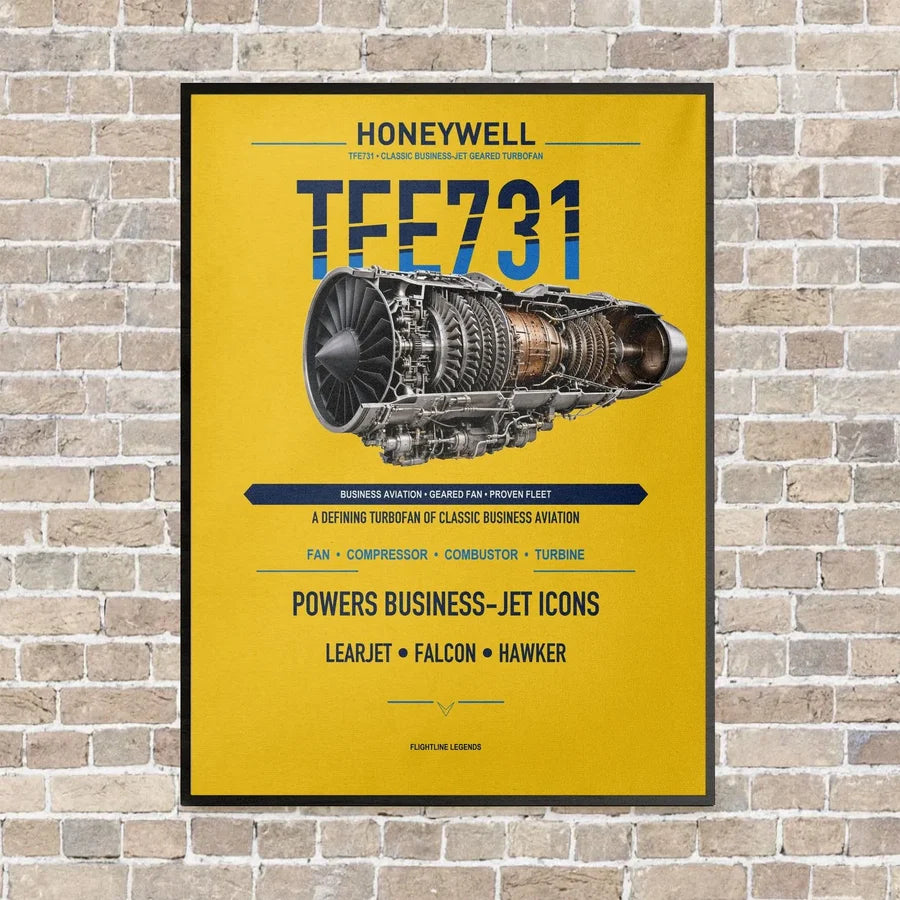 TFE731 vertical canvas print - framed - yellow background