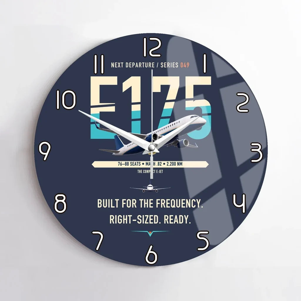 Embraer E175 design on navy blue no frame wall clock