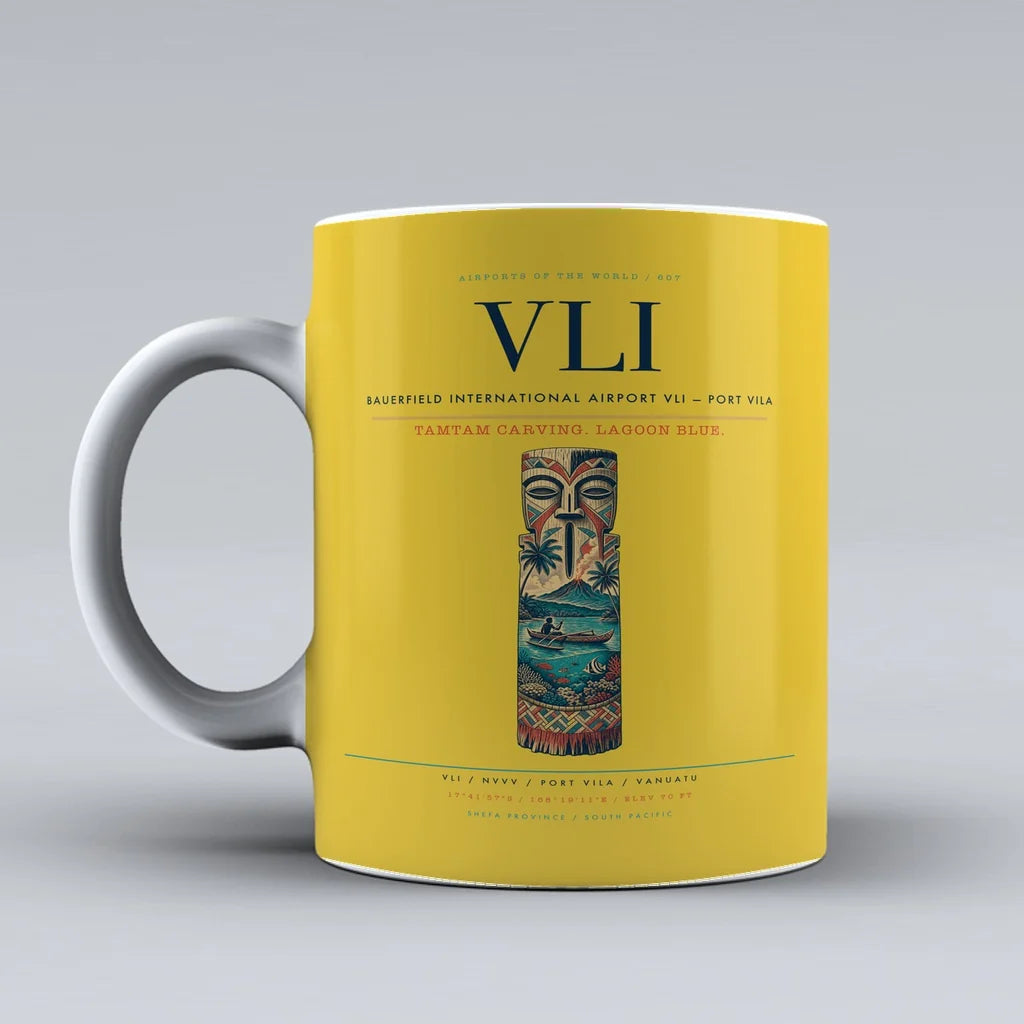 International Airport VLI — Port Vila Mug design on yellow bauerfield