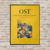 Thumbnail for Ostend-Bruges International Airport OST vertical canvas print - framed - yellow background