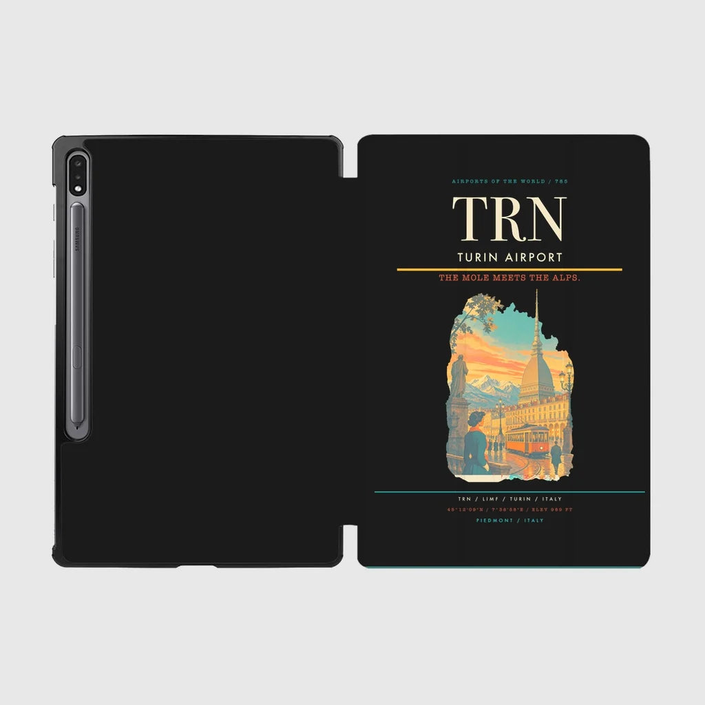 Turin Airport (TRN) design on black samsung tablet tablet case
