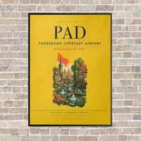 Thumbnail for Paderborn Lippstadt Airport PAD vertical canvas print - framed - yellow background