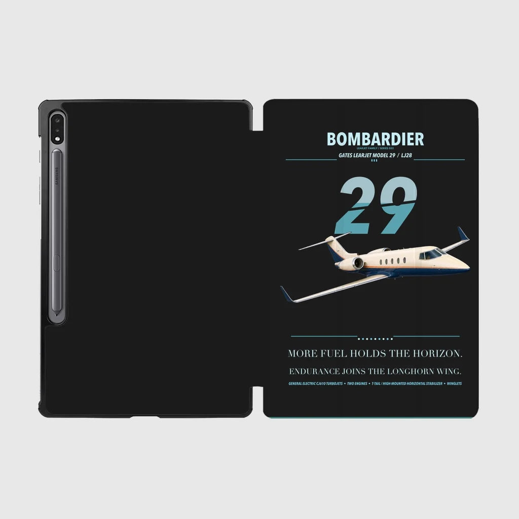 Bombardier Learjet 29 design on black samsung tablet tablet case