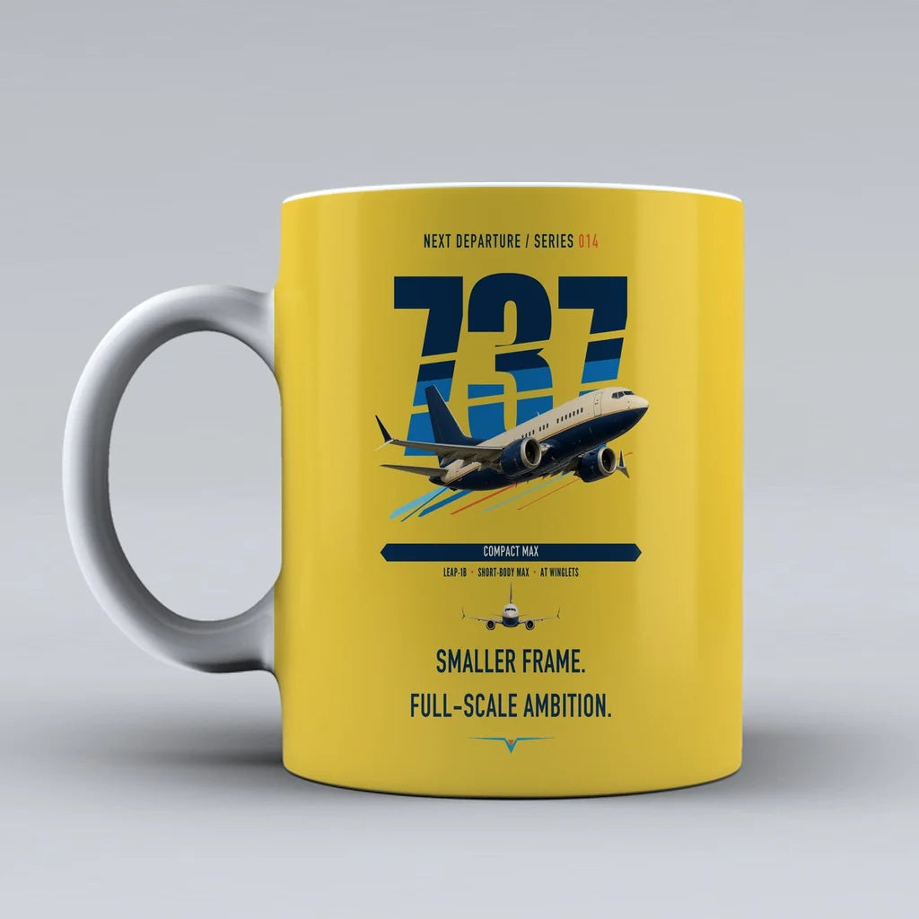 Boeing 737 MAX 7 double-side print on yellow ceramic mug