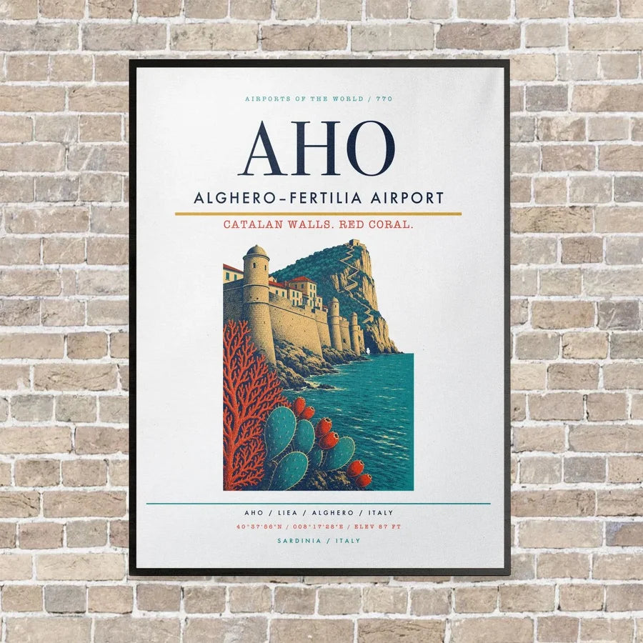 Alghero–Fertilia Airport AHO - Canvas Framed - White
