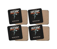Thumbnail for Saab JAS 39C Gripen design on black 4 pieces set coaster