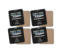 Thumbnail for Tecnam P2012 STOL design on black 4 pieces set coaster