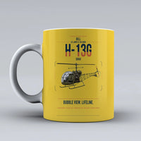 Thumbnail for Bell H-13G Sioux design on yellow ceramic mug, double-side print