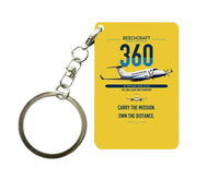 Thumbnail for Beechcraft King Air 360 design on yellow designed key chain, double-side print