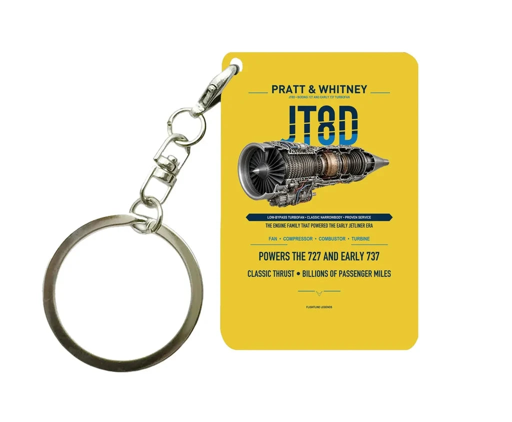 JT8D Key Chain design on yellow key chain