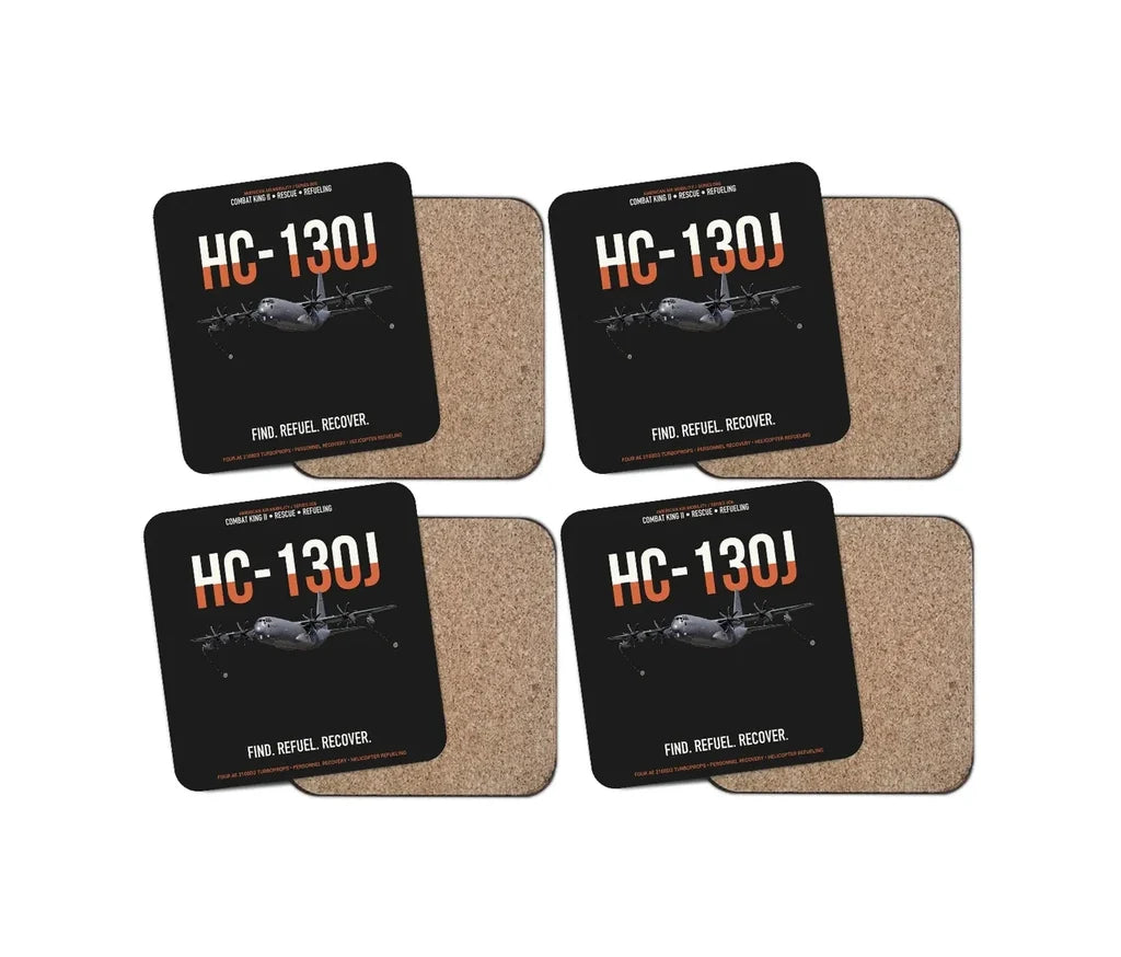 HC-130J COMBAT KING II design on black 4 pieces set coaster