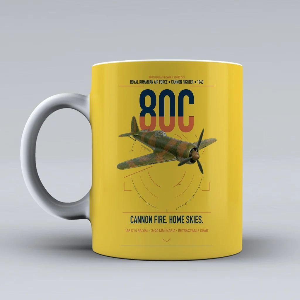 IAR 80C design on yellow ceramic mug, double-side print