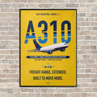 Thumbnail for Airbus A310-300P2F vertical canvas print - framed - yellow background