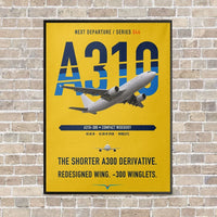 Thumbnail for Airbus A310-300 vertical canvas print - framed - yellow background