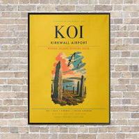 Thumbnail for Kirkwall Airport KOI vertical canvas print - framed - yellow background