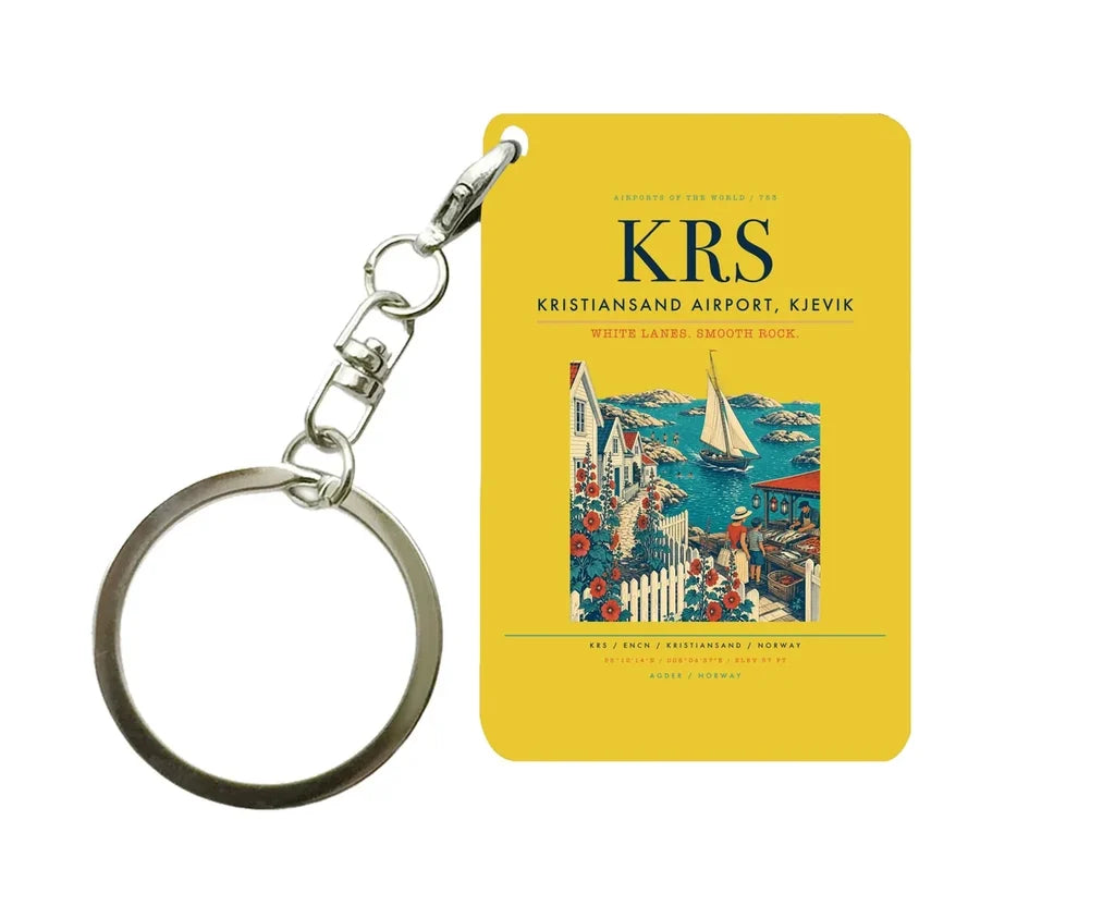 Kristiansand Airport, Kjevik (KRS) design on yellow key chain