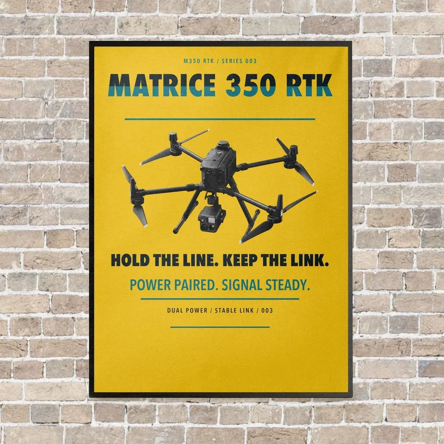 DJI Matrice 350 RTK vertical canvas print - framed - yellow background