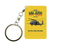 Thumbnail for Sikorsky HH-60G Pave Hawk design on yellow designed key chain, double-side print